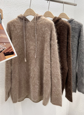 12.23 福利 TOE-89215韩版加厚100绵羊毛拉毛宽松帽衫