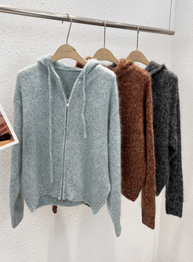 12.23 福利 TOE-89282韩版双拉链头加厚羊毛拉毛花纱拉链帽衫