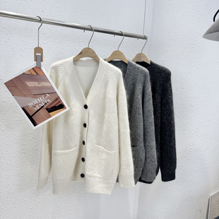 1.12 福利 HOU-73360韩版进口幼崽马海毛V领大开衫外套