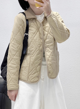 9.29 福利 MAN-5708韩版撞色翻领菱格绗线羊毛男女款薄棉衣