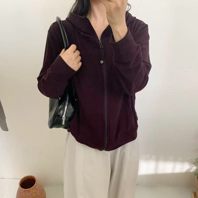 拉链连帽双面澳绒小外套