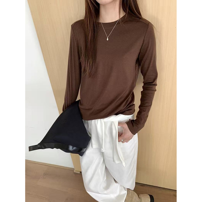 舒适天丝羊毛圆领长袖打底衫