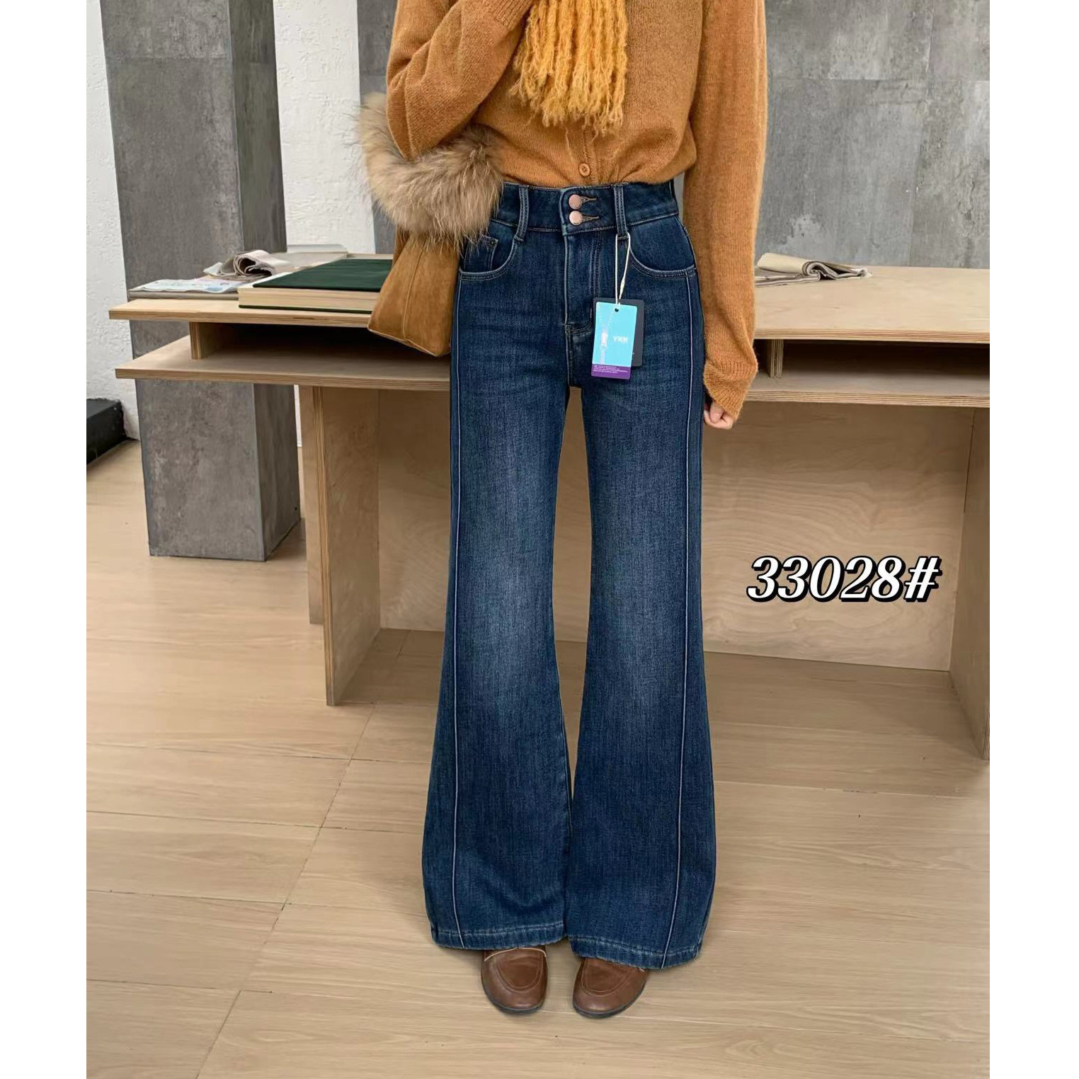 11.21 冬季新款 MAI-33028韩版高弹巨显瘦密密绒牛仔
