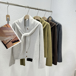 1.6 福利 BSYJ-2579韩版三角巾真两件卷边领浣熊绒开衫