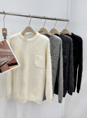 1.1 福利 GMI-25889韩版口袋绣花幼崽马海毛圆领毛衣