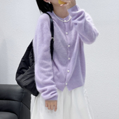 福利 66208韩版 1.29 高定羊毛山羊绒拉毛圆领开衫