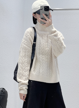 12.25 福利 BSYJ-3055韩版高配重工绞花高领加厚浣熊绒衫