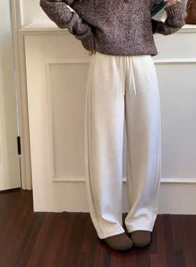 12.21 冬季新款 LI-11275韩版抽绳松紧腰斜纹羊毛奥粒绒小弯刀裤