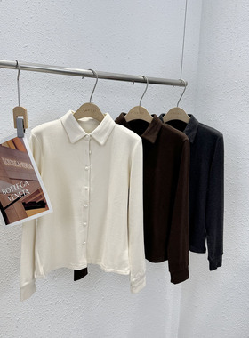 1.7 福利 LAL-910韩版双面绒包扣翻领时尚打底衫