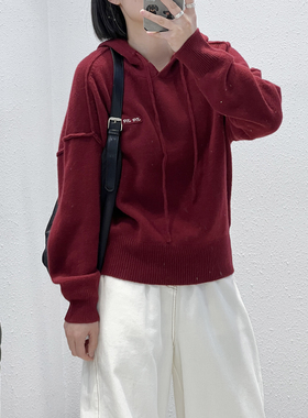 12.30 福利 CHUQ-26091韩版字母小标宽松连帽全羊毛衫