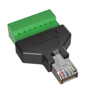 工业级RJ45免焊接头转8pin接线端子免焊8P8C网络RS232延长对接485