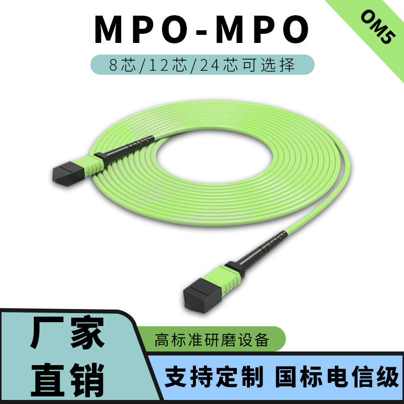 永定mpo光纤跳线om5电信级MPO-MPO转-MPO/MTP/LC/FC8芯12芯24芯OM5万兆多模40G 100G光模块跳线1 2 3 5 10米