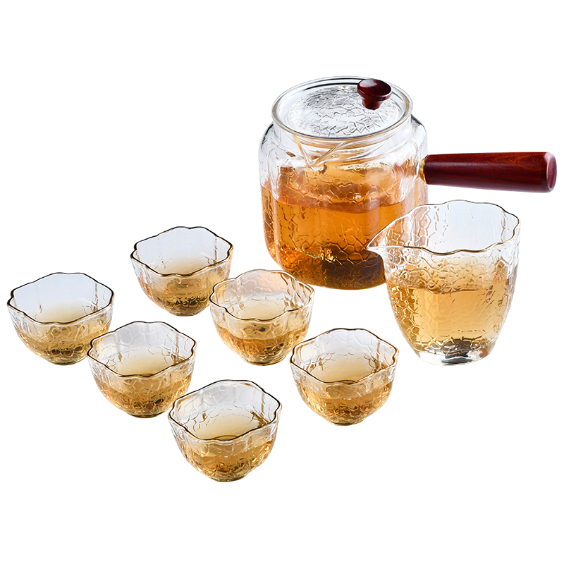 茶皇子玻璃茶具套装耐热锤纹杯