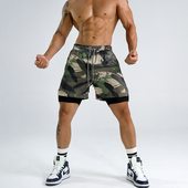 短裤 休闲运动男裤 男士 uawo新款 夏季 迷彩内衬修身 透气训练潮牌裤 子