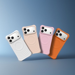 液态硅胶纯色磁吸波漾壳适用于苹果17ProMax波浪纹手机壳iPhone16Pro简约15高级14防摔13元调潮壳联名保护套
