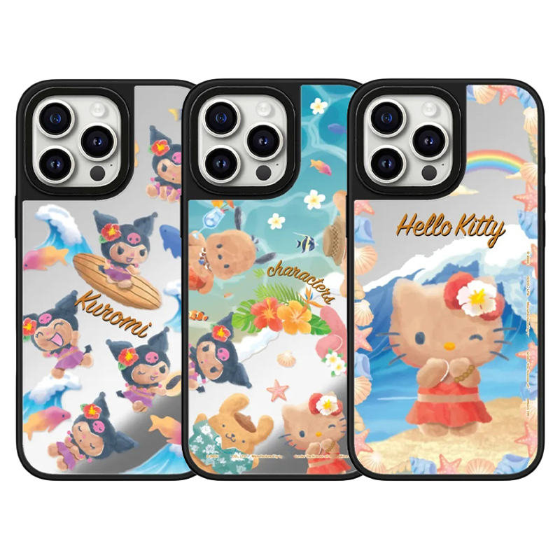 明星同款环绕夏威夷KT猫家族适用于苹果镜面磁吸手机壳iPhone