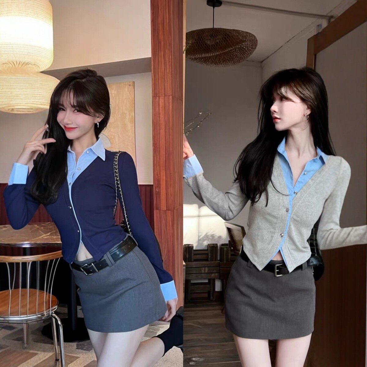 JUSTCC卡卡女装官方正品miu系辣妹高级感西装A字裙短裙带裤配腰带