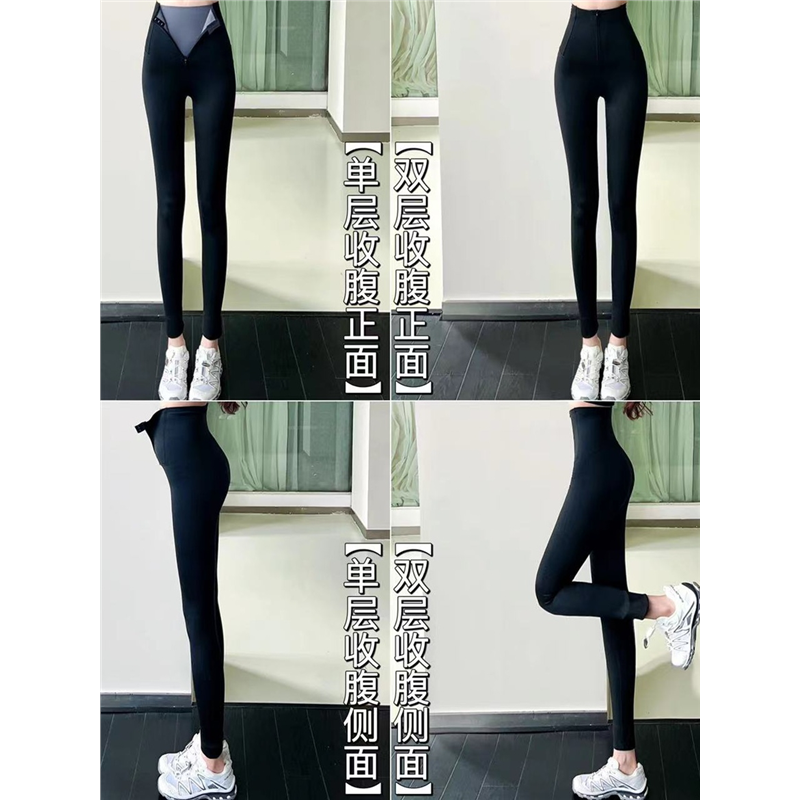 卡卡女装双压超高腰收腹提臀拉链鲨鱼裤女外穿打底裤