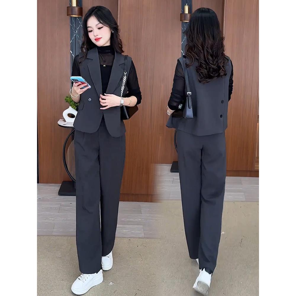 JOYIASS时尚套装女2025秋季新款职业气质显瘦西装马甲打底衫裤子