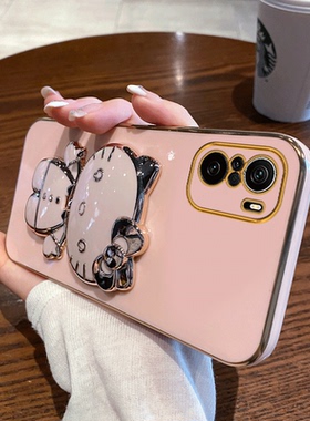 适用红米k40Pro+手机壳小米redmik40por十的全包防摔硅胶redmi保护por套p女带支架款40k男peo加网红支架外壳