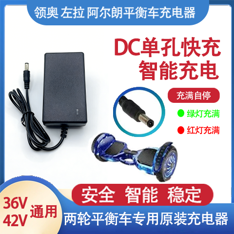 双轮电动平衡车36v电源适配三孔插头42V阿尔郎龙吟通用带线充电器