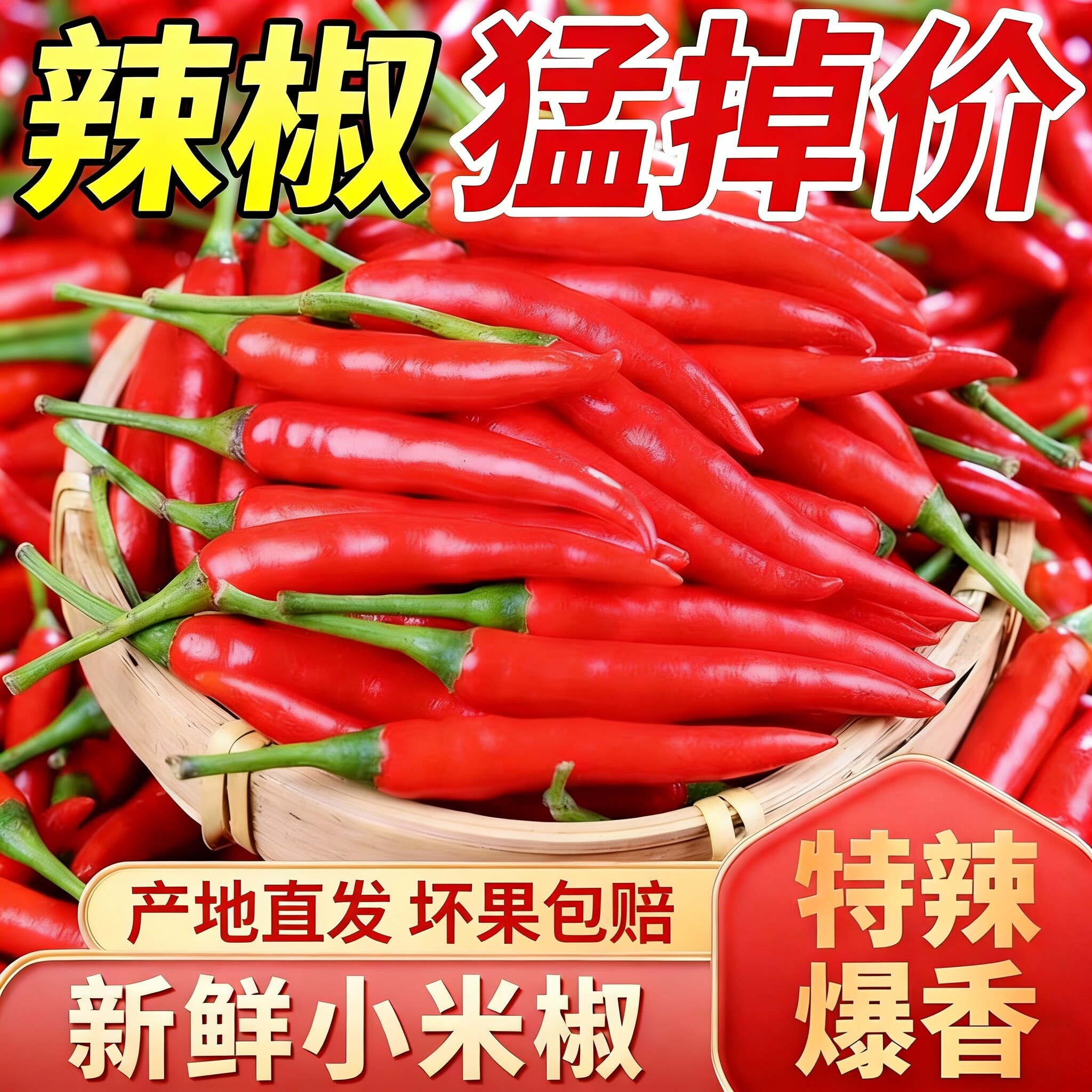 小米辣椒新鲜批发小米椒红辣椒朝天椒特辣指天椒小米辣云南广东