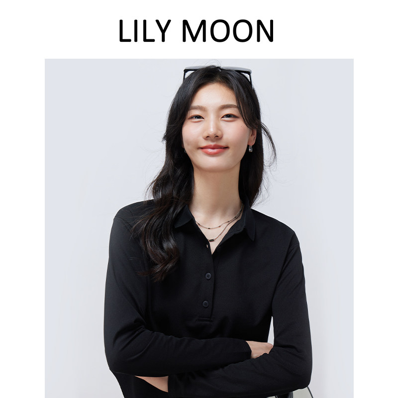 LILYMOON SPRING AND SUMMER NEW LOOSE CASUAL SOLID COLOR MULBERRY SILK TENCEL SLIM LONG SLEEVE SWEATSHIRT T-SHIRT POLO SHIRT