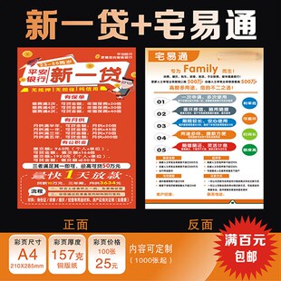 平新版安银行新一贷宅保宝优房贷车主寿险业主贷款彩页宣传单普惠