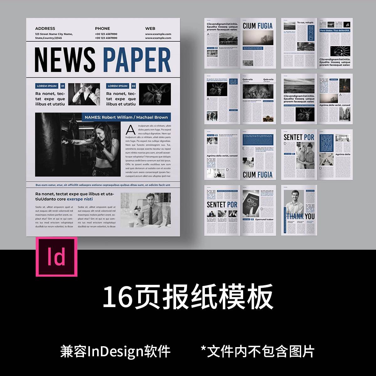 3792国外新闻资讯时事生活报纸画册书籍版式排版宣传册ID设计模板图片