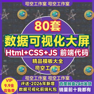 数据可视化大屏网页模板html/css+js前端动态效果交互地图源代码