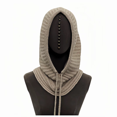 阿拉善全羊绒围巾兜帽两用户外针织女冬季包头女款护耳围脖一体