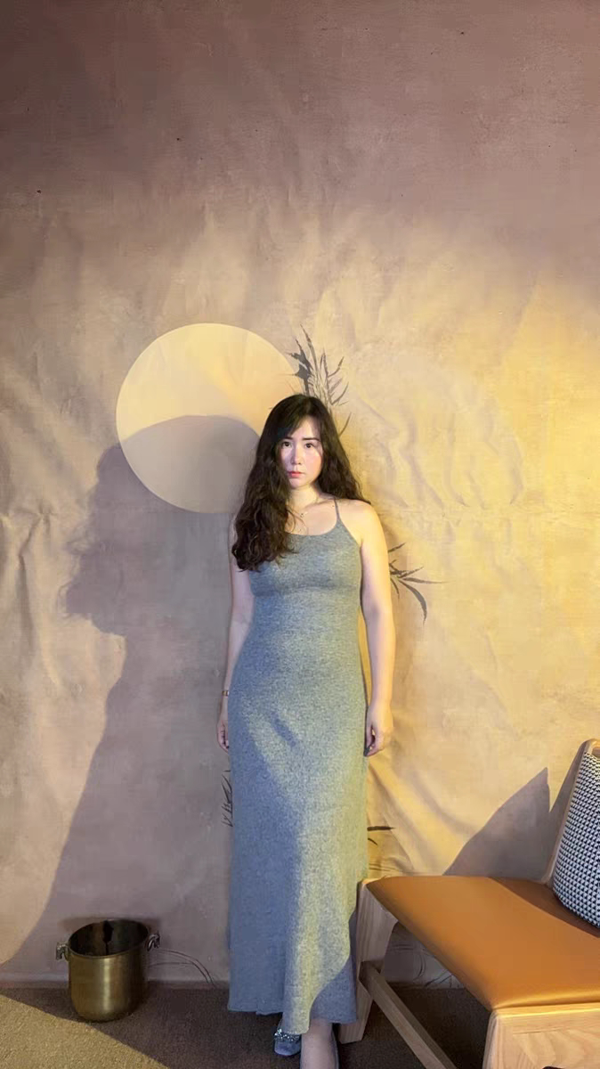 30多种颜色定制山羊绒吊带裙灰色收腰长裙修身性感高端精致连衣裙