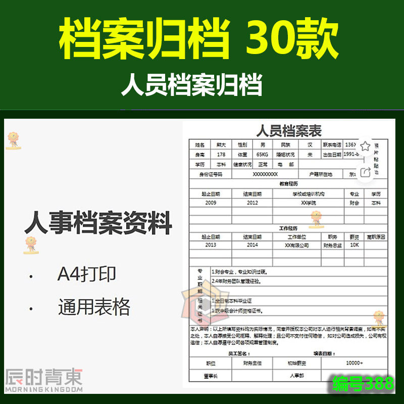 人事档案统计归纳整理 表格人力资源办公人员参考 excel模板素材