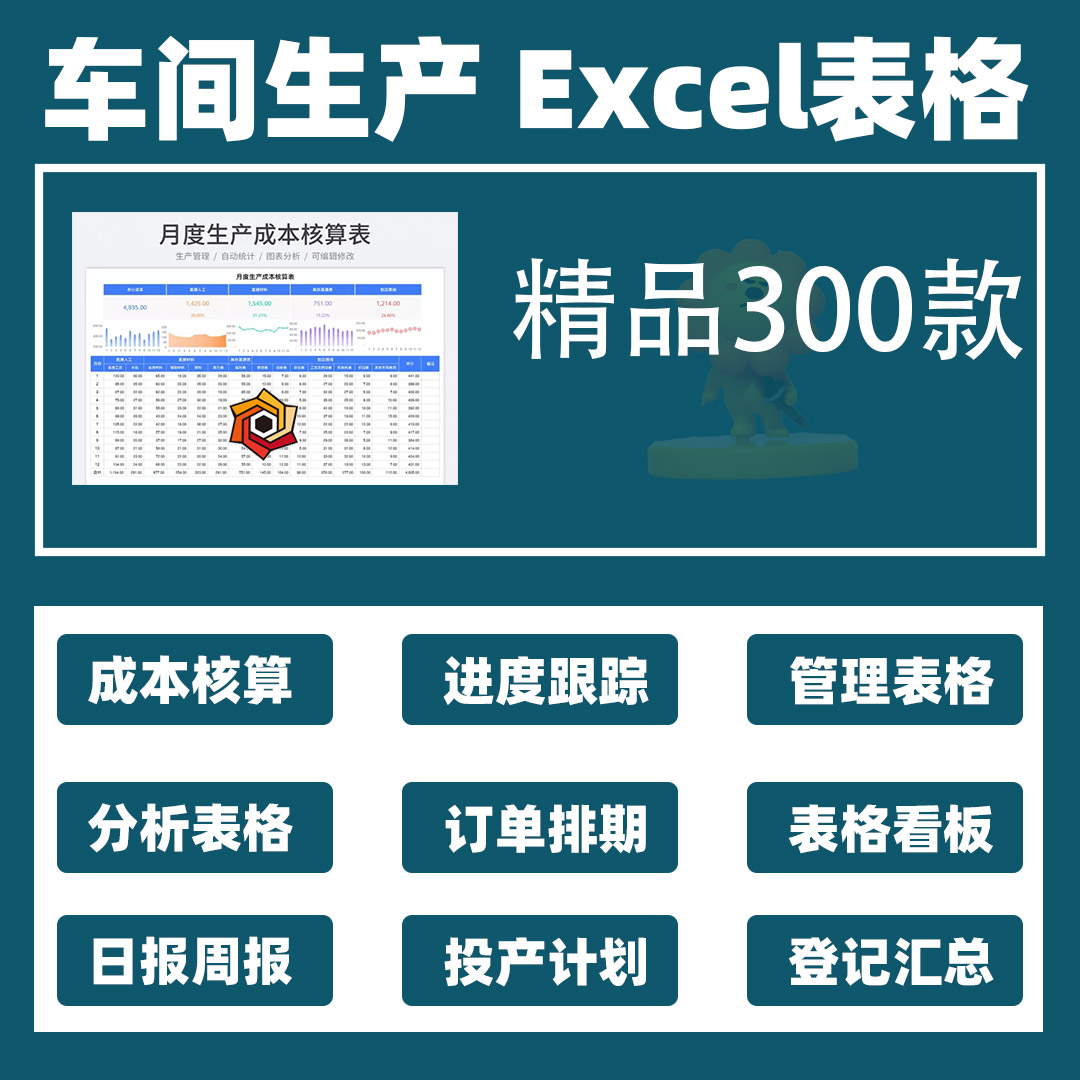 车间生产管理投产计划日月报订单记录进度产品成本分析excel表格-封面