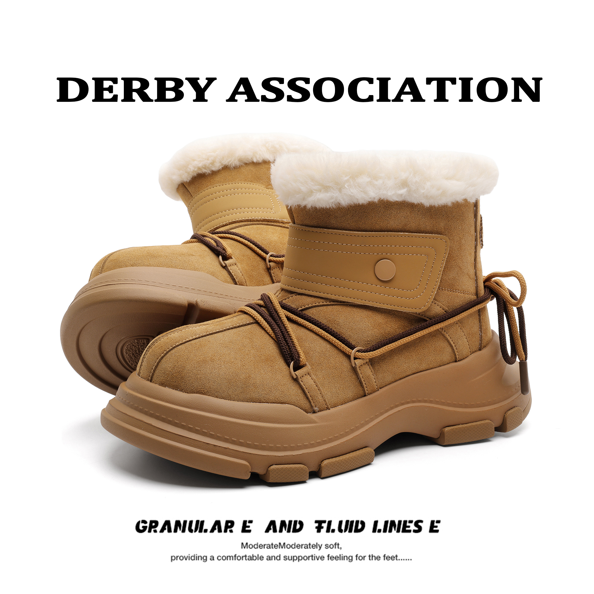 Derby Association小熊时尚雪地靴25ss冬季增高加绒短筒大头靴子