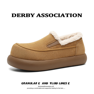 Derby Association小土豆加绒乐福鞋男款25ss包跟保暖勃肯毛毛鞋
