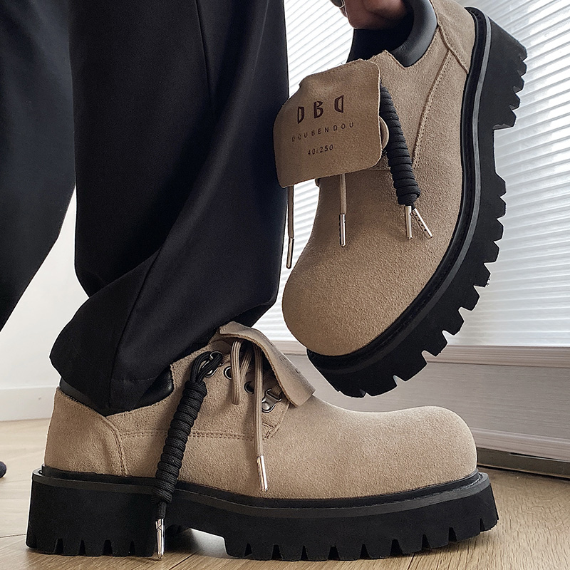 复古大头德比鞋真皮磨砂发泡底