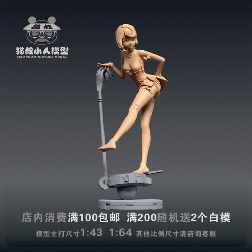 猫叔模型机甲少女1/64微缩白模