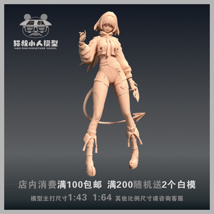 【猫叔模型】A74-32绝区零 简 1/64或1/43比例人偶微缩树脂白模