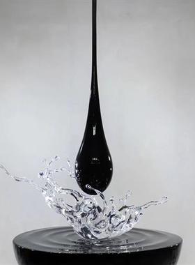水滴吊顶装饰品不锈钢底座摆件酒店别墅大堂售楼处玻璃钢水滴雕塑