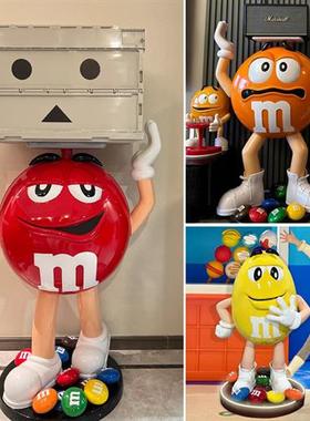 卡通大号mm豆摆件玻璃纤维雕塑家居客厅落地M豆人网红店铺装饰公