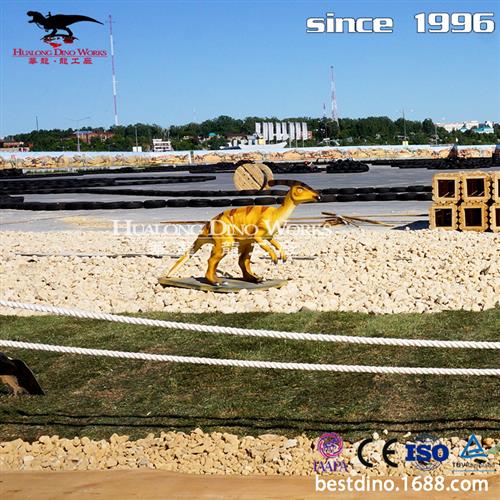玻璃钢恐龙雕塑模型公园绿地副栉龙雕塑装饰摆件儿童骑乘玩具.