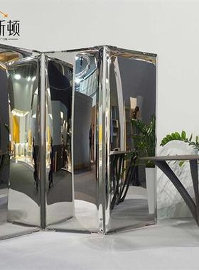 定制轻奢不锈钢雕塑落地镜面屏风装饰品客餐厅办公室酒店别墅摆件