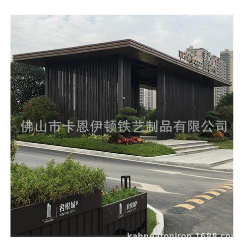 景观钢结构不锈钢大门楼铁艺格栅铝合金廊架屏风厂家施工和安装