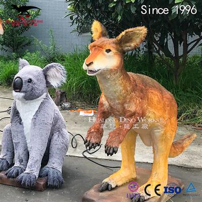 仿真动物制作源头厂家纯手工贴毛袋鼠考拉电动模型摆件