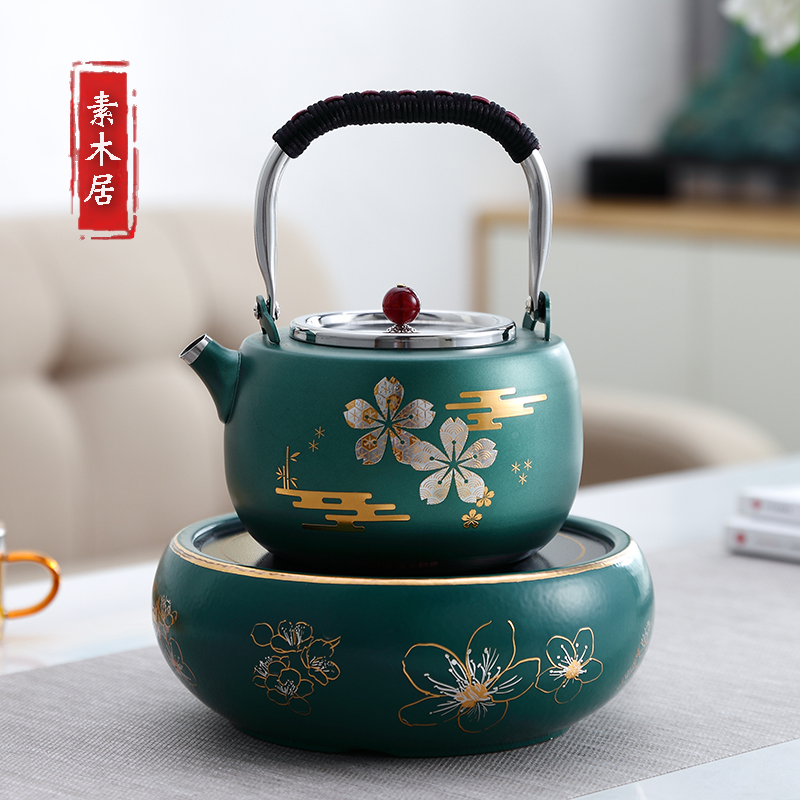 日式不锈钢烧水壶304家用泡茶壶煮茶器电陶炉茶炉茶具套装提梁壶