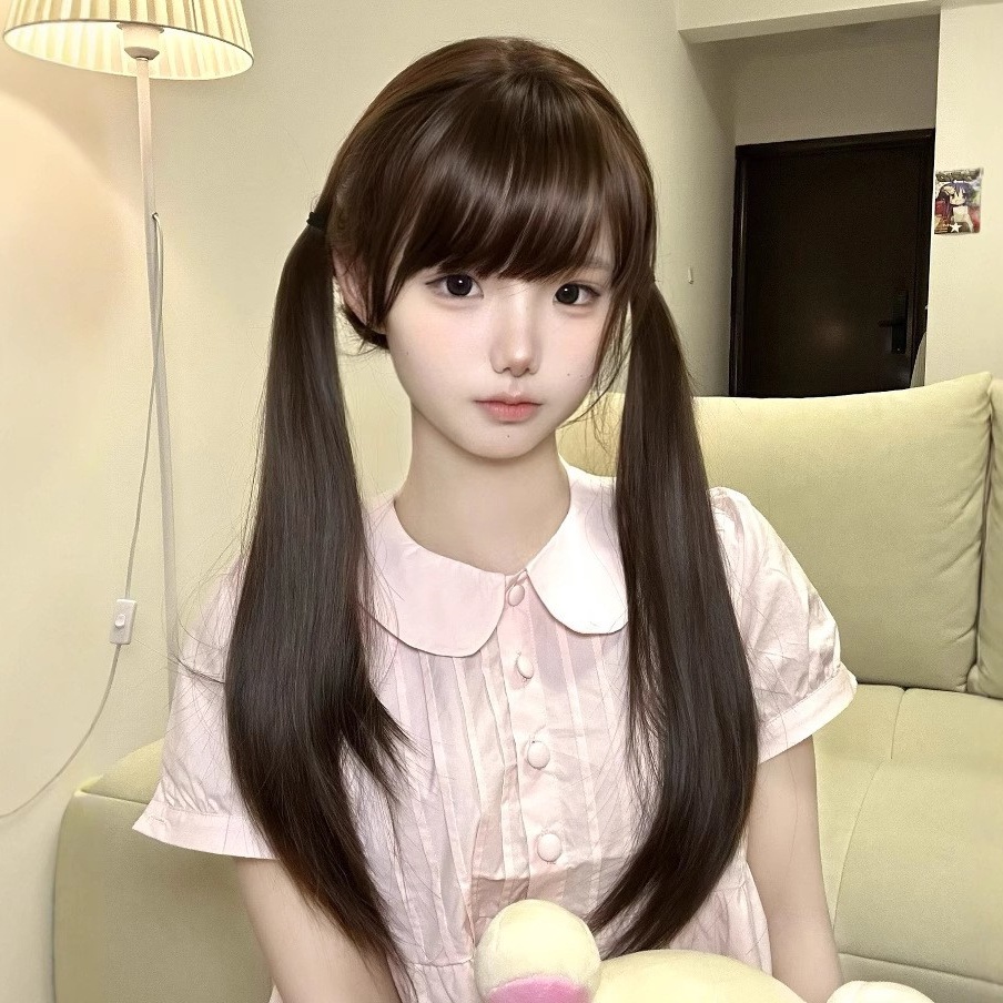 【扎好双马尾】糯叽小咪假发60cm巧克力色少萝甜妹长直发头套