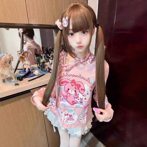 程铭假发Lolita85cm双马尾长直发