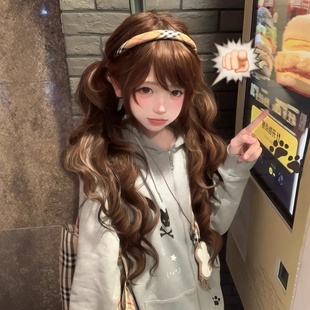糯叽小咪假发罗马卷lolita双马尾jk长卷发全头套75cm 古早萝莉