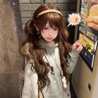 【古早萝莉】糯叽小咪假发罗马卷lolita双马尾jk长卷发全头套75cm